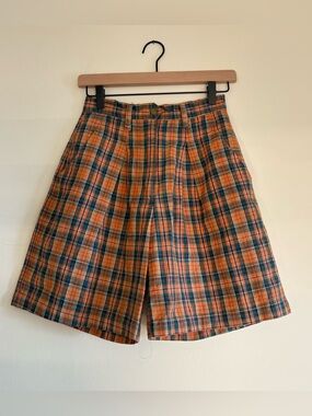 Vintage orange plaid shorts, Jennifer Eden, size 7/8